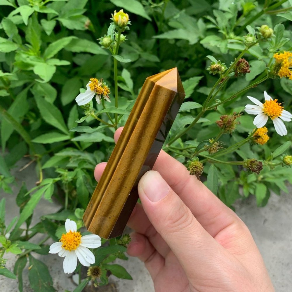 3 ~ 4 inch Tiger's Eye Stone Point Obelisk Natural Crystal Wand Tower Decoration
